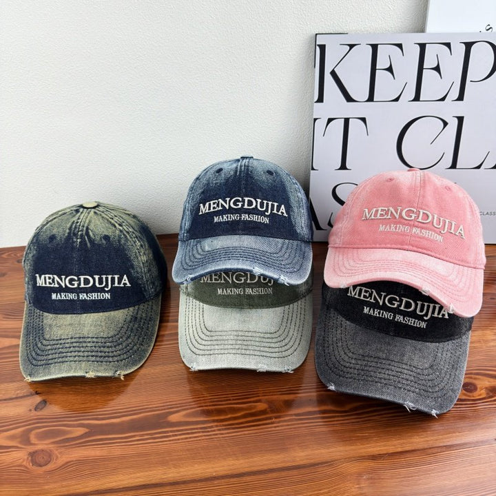 Men's Distressed Denim Baseball Cap Bowlift 1784270408