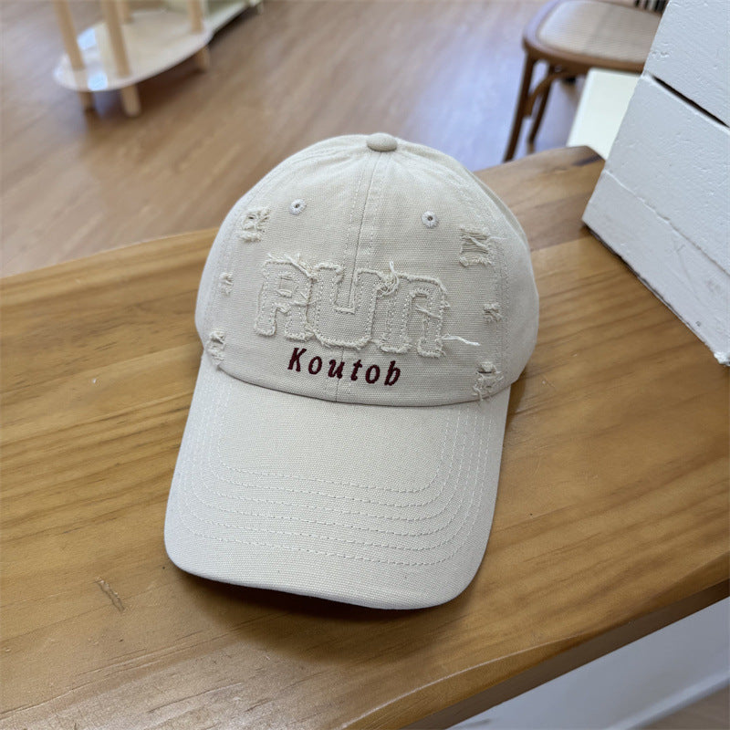 Men's Distressed Embroidered Baseball Cap Bowlift