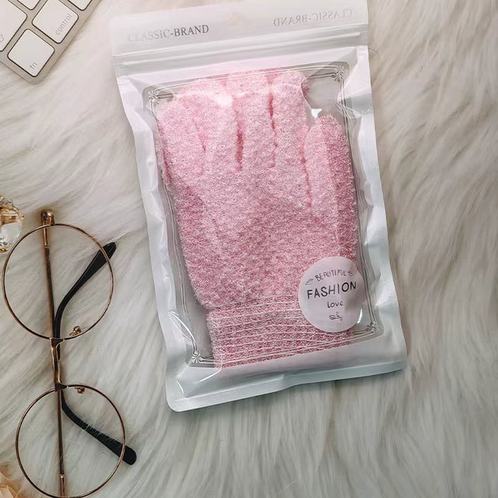 Exfoliating Shower Gloves with Soft Textured Scrub Fabric and Stretchy Elastic Cuff Bowlift