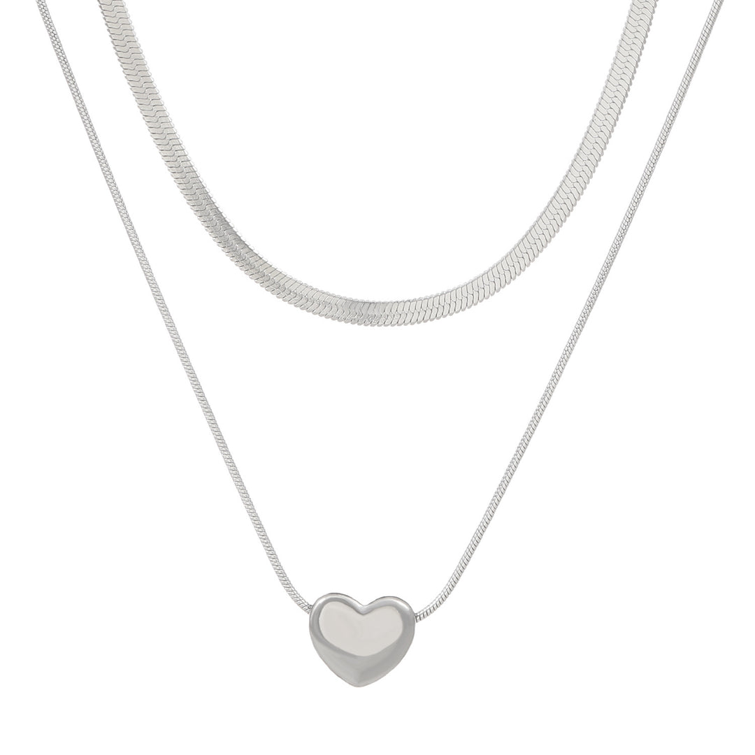 Double Layer Heart Pendant Necklace Bowlift