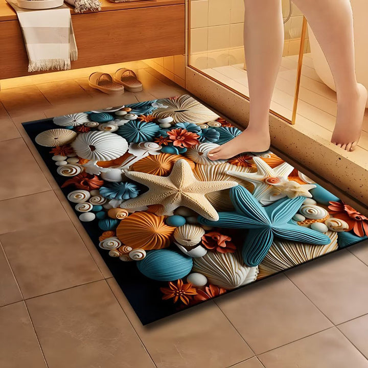 Artistic Floral Design Bath Mat Bowlift