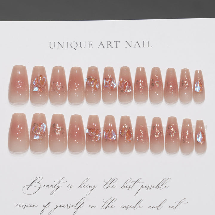 Artistic Press-On Nail Tips with Floral Design Bowlift