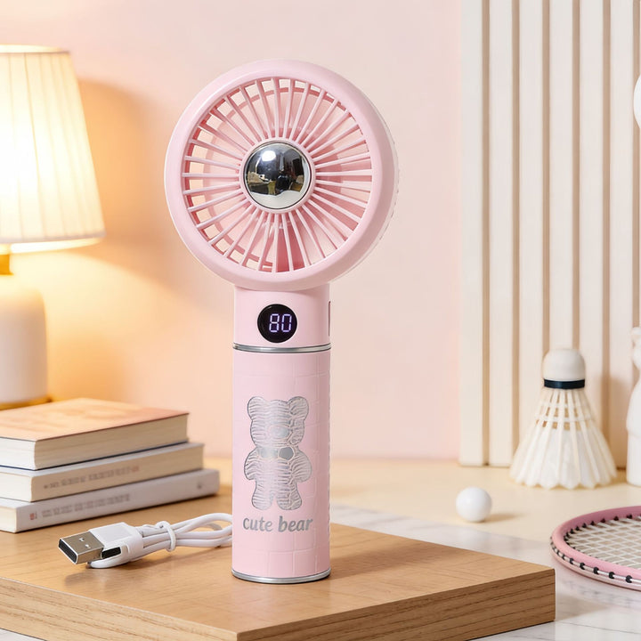 Women's Portable Mini Fan with Digital Display Bowlift