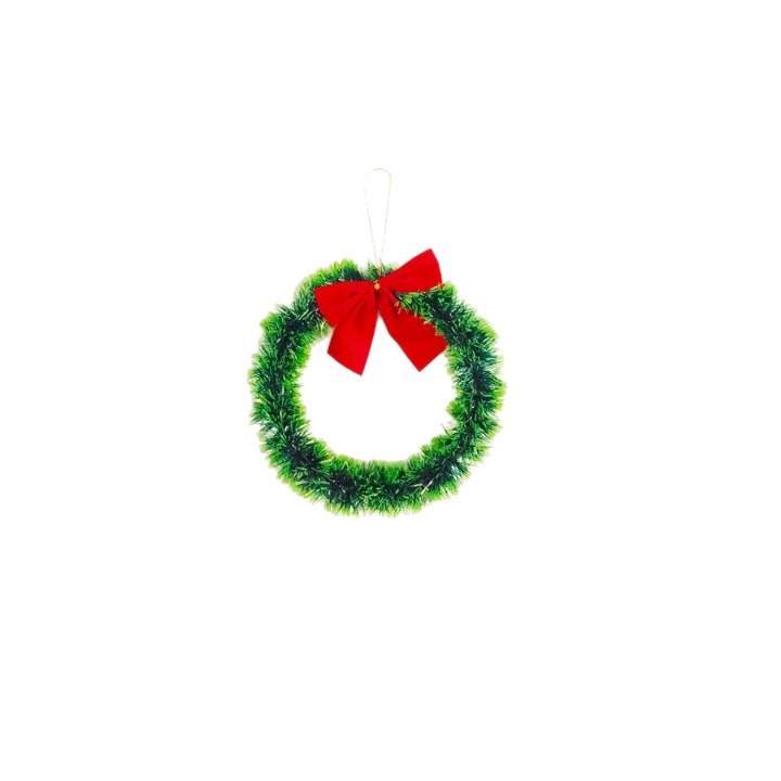 Festive Christmas wreath with ribbon