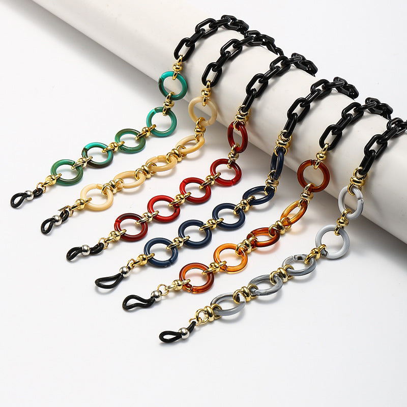 Fashionable Square Frame Glasses with Decorative Chain Bowlift