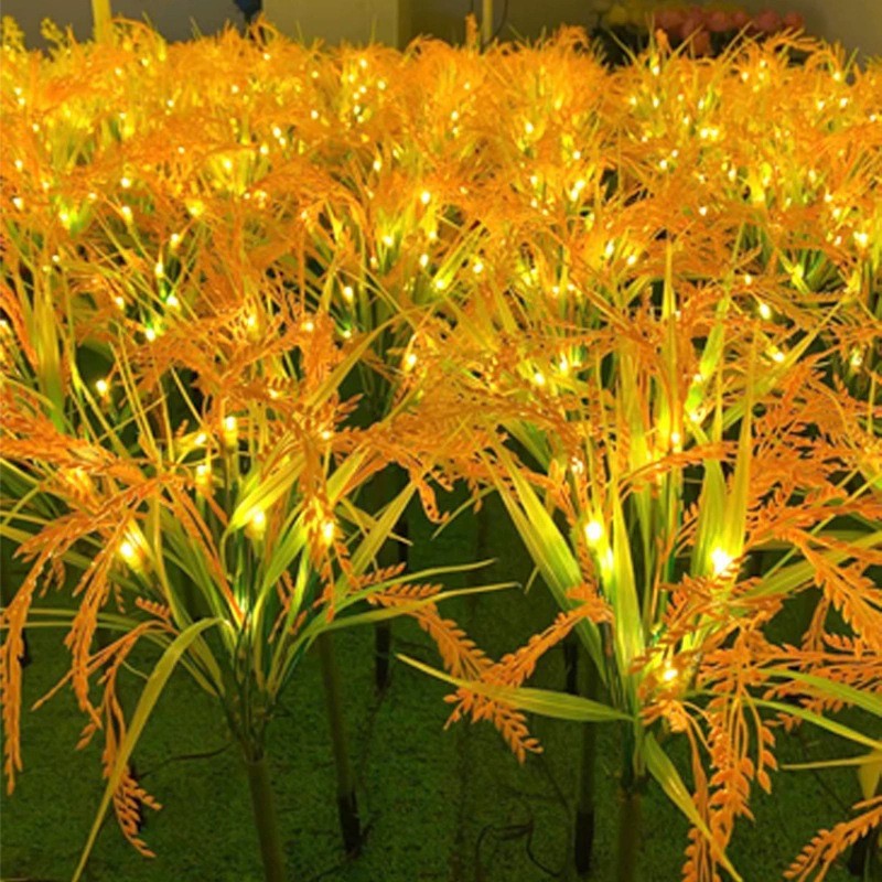 Solar LED Ornamental Grass Pathway Stake Lights With Integrated Solar Panel Bowlift