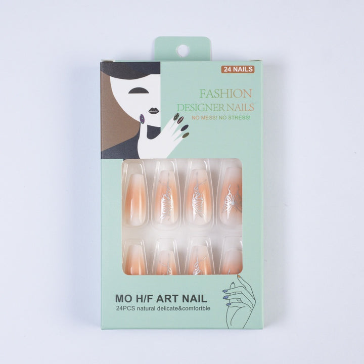 Artifical nails with elegant butterfly design Bowlift