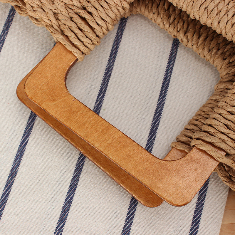 Braided beach bag with wooden handle Bowlift