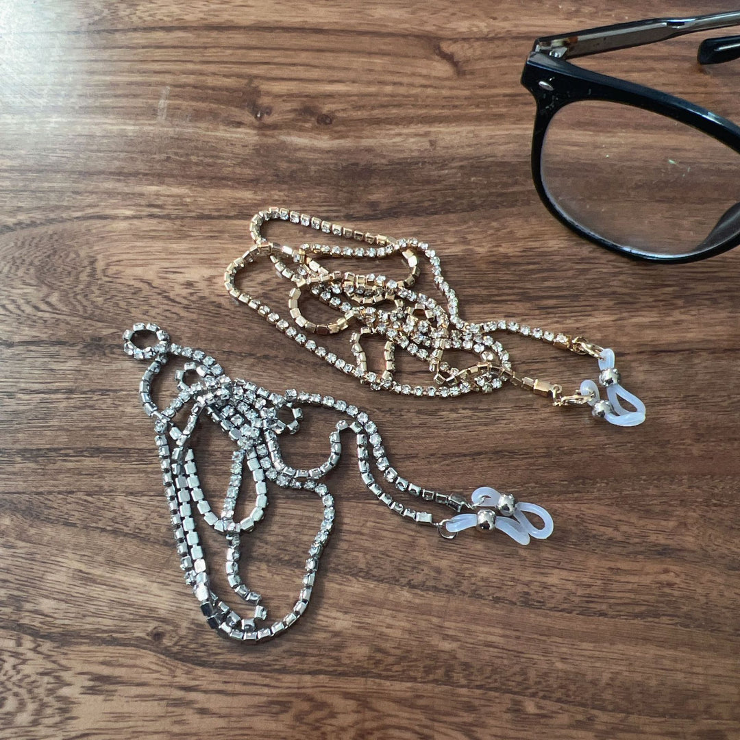 Glamorous Crystal-Accented Eyewear Chain Bowlift