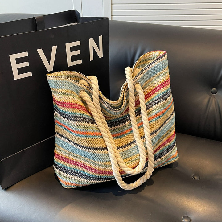 Spacious Striped Beach Tote Bowlift