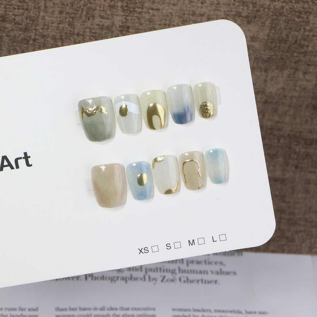 Artistic Marble Effect Press-On Nail Set Bowlift