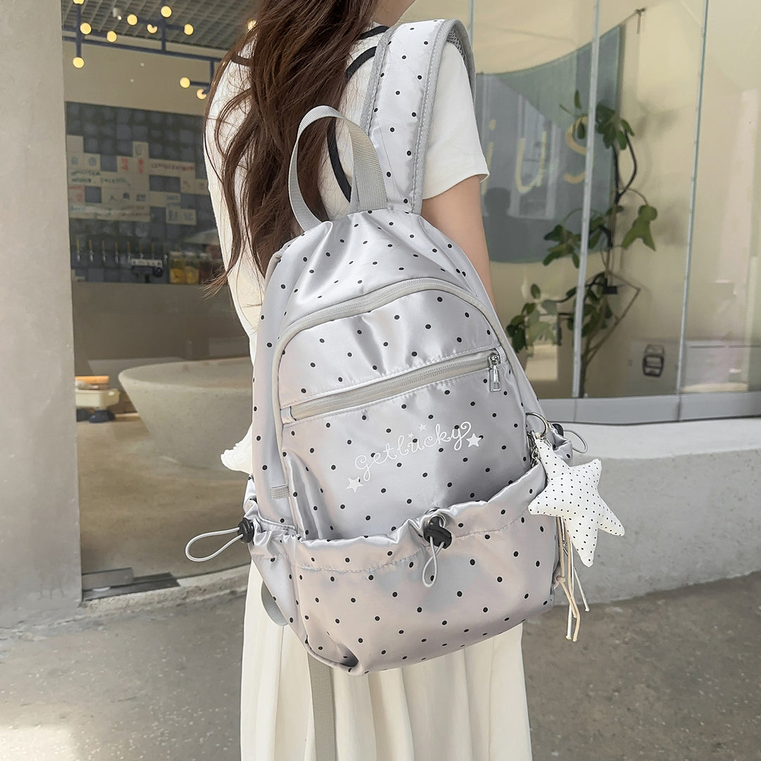 Lightweight Polka Dot Patterned Backpack Bowlift