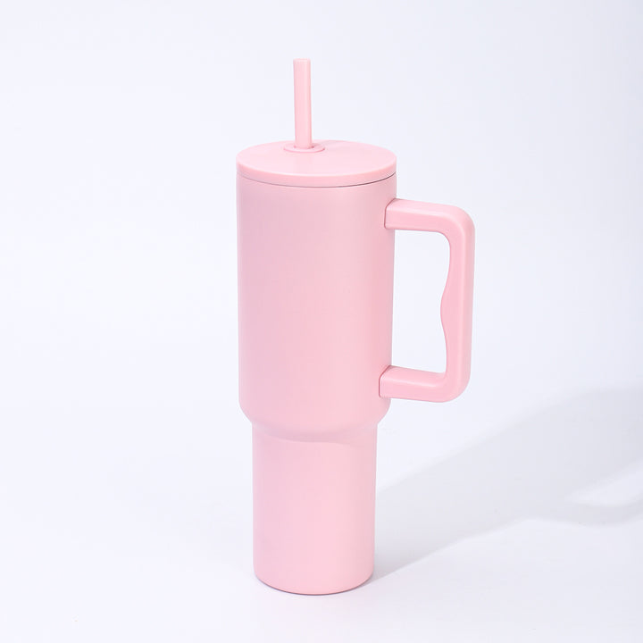 Double-Wall Insulated Travel Tumbler With Ergonomic Handle And Removable Straw