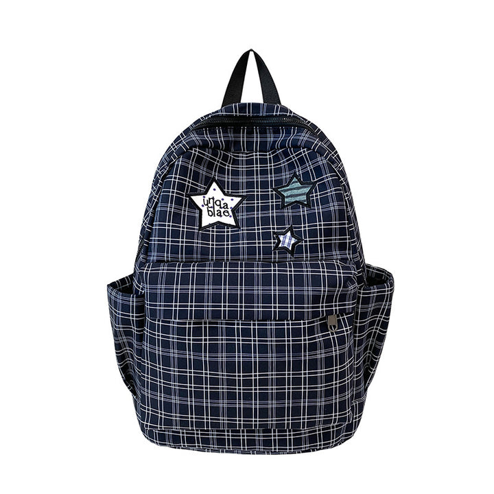 Stylish Practical Grid-Patterned Backpack Bowlift