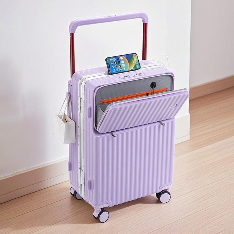 Unisex Multi-Compartment Rolling Hard-Shell Luggage with Integrated Charging Port Bowlift