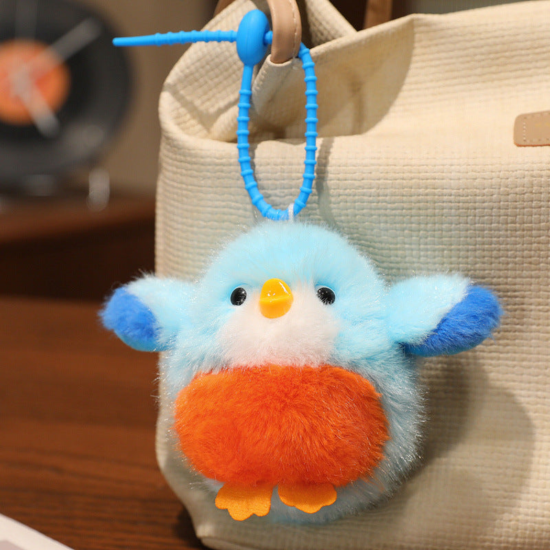 Fluffy Plush Chick Bag Charm Keychain with Flexible Loop Strap Bowlift