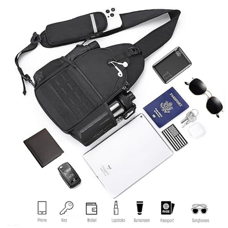 More ergonomic sling backpack with multiple compartments and practical holders Bowlift