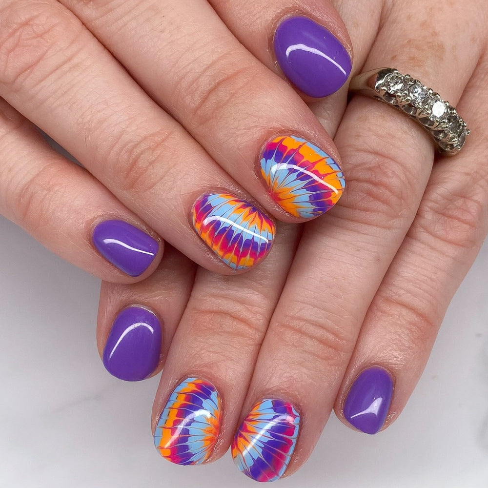Artistic Tie-Dye Press-On Nails Bowlift