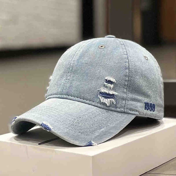 Unisex Distressed Denim Baseball Cap Bowlift