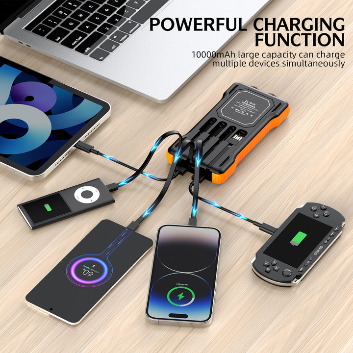 Powerful Solar Power Bank with Multifunctional Charging Cables Bowlift