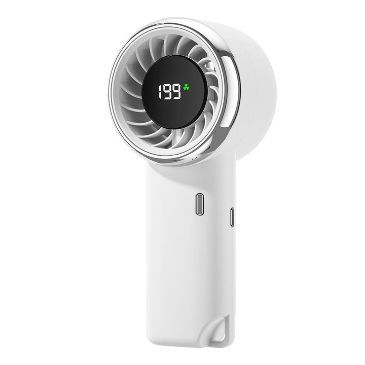 Women's Portable Hand Fan with Digital Temperature Display and Integrated Battery Bowlift