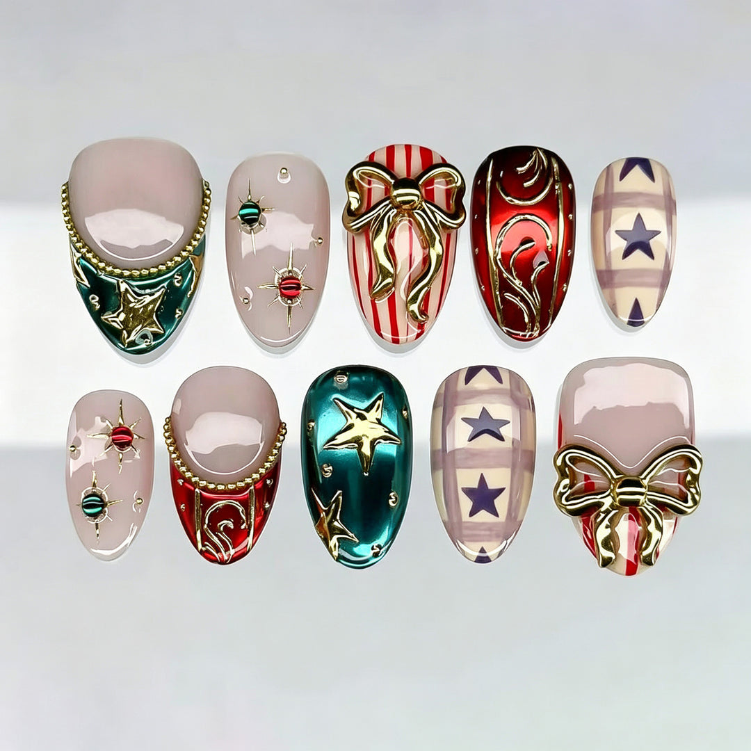Festive Themed Press-On Nail Art Set Bowlift 1790636523