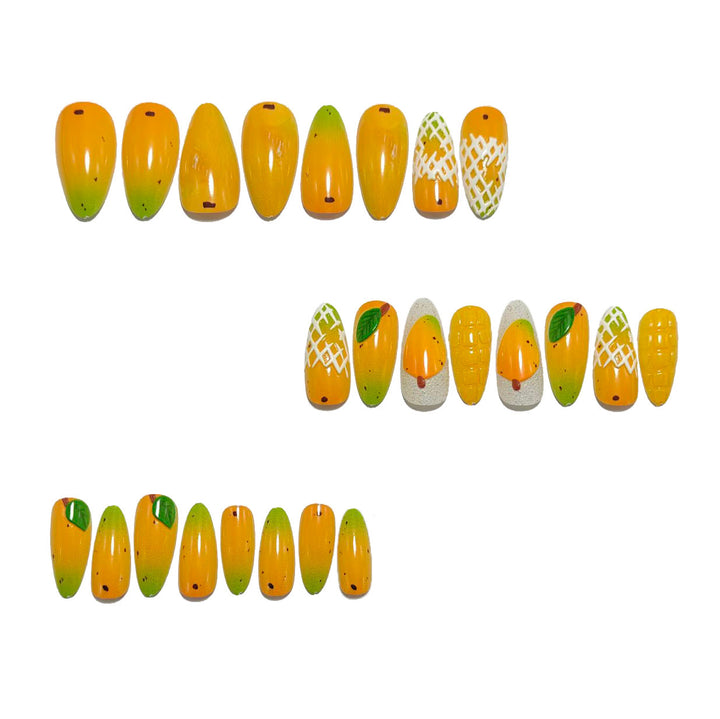 Artificial nails with fruity mango design Bowlift