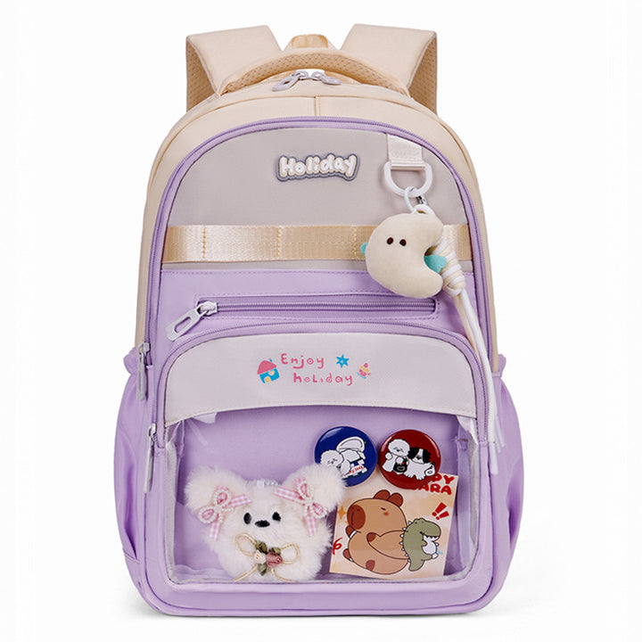 Playful school backpack with transparent compartment and creative accents Bowlift