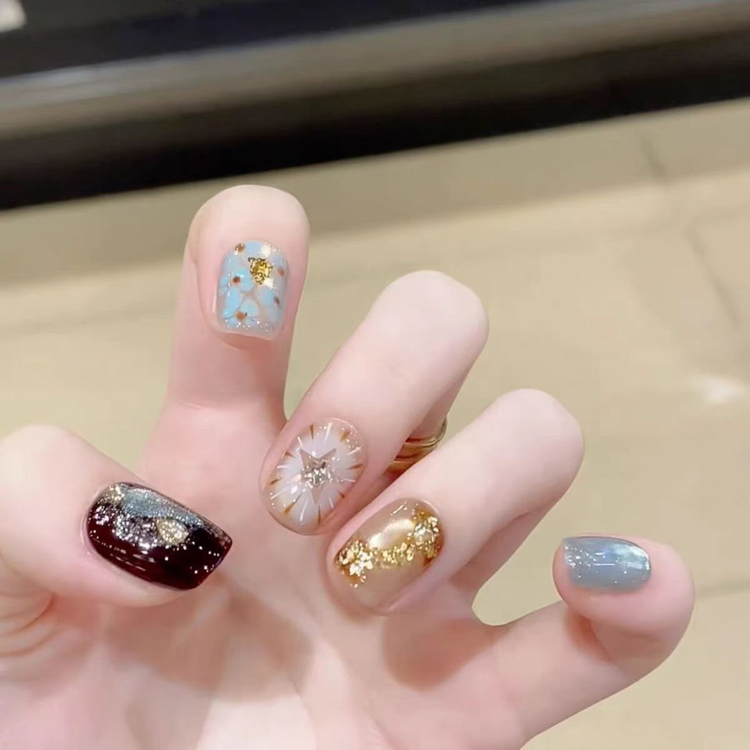 Artistic Press-On Nail Set Bowlift