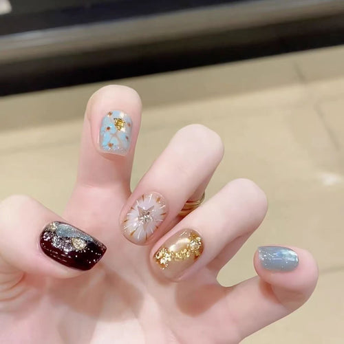Artistic Press-On Nail Set Bowlift