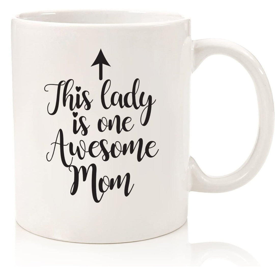 Large Dishwasher-Safe Stoneware Statement Coffee Mug With Oversized C-Handle And Humorous "Great Job Mom" Typographic Print