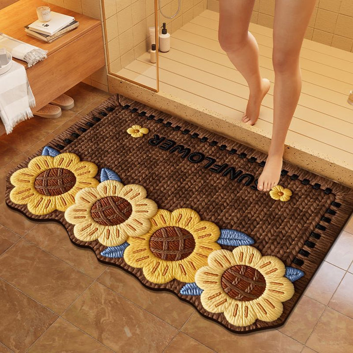 Floral Embroidered Bathroom Mat Bowlift