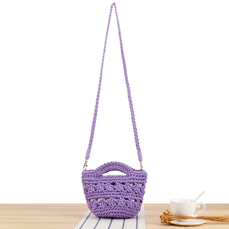 Playful macrame shoulder bag with braided handle Bowlift