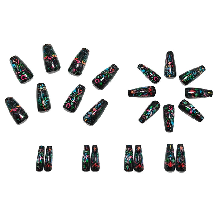 Art nails with delicate floral design and vibrant color plays Bowlift
