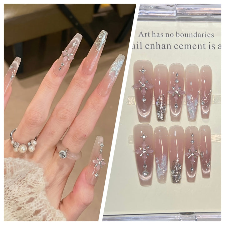 Artistic Stiletto Press-On Nail Set with Charming Patterns Bowlift