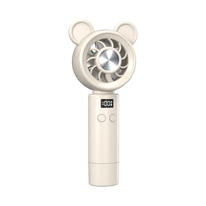 Unisex Portable Hand Fan in Cute Bear Design with Digital Display Bowlift