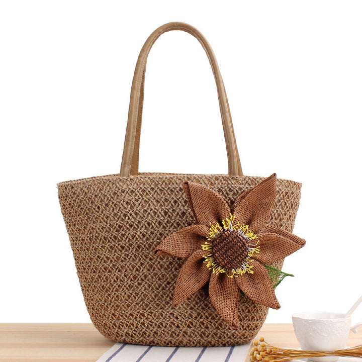 Basket bag with floral appliqué Bowlift