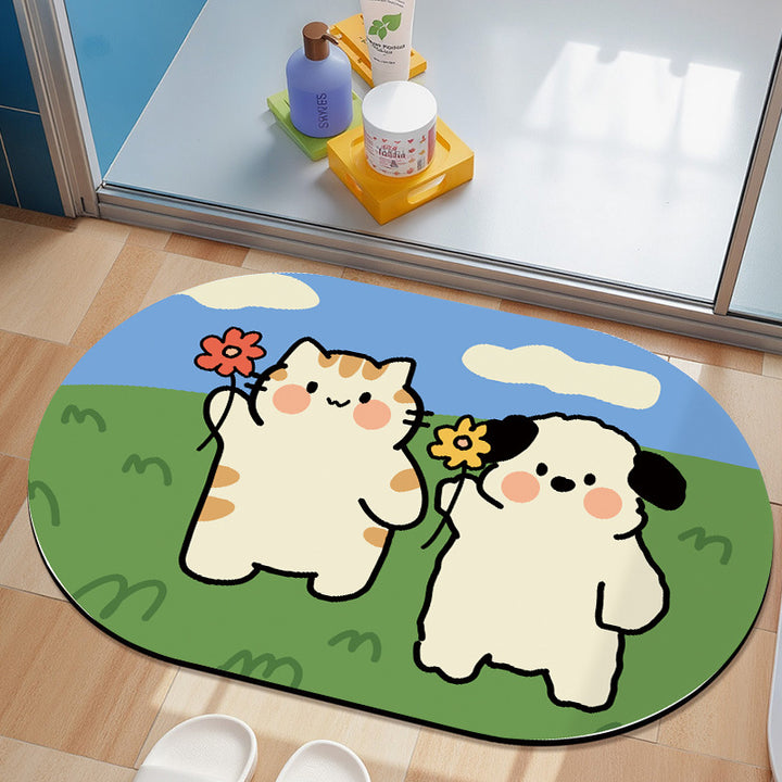 Cute Cartoon Dog Bath Mat Bowlift