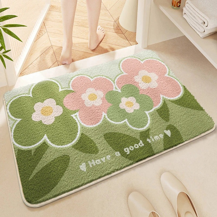 Floral Patterned Bath Mat Bowlift