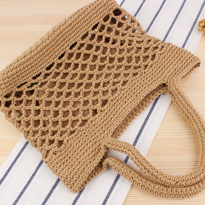 Macrame Beach Bag with Innovative Mesh Design Bowlift