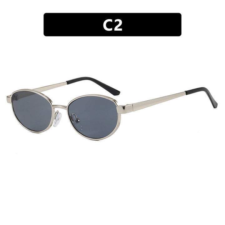 Women's fashionable sunglasses in an elegant oval design with a high-quality metal frame Bowlift