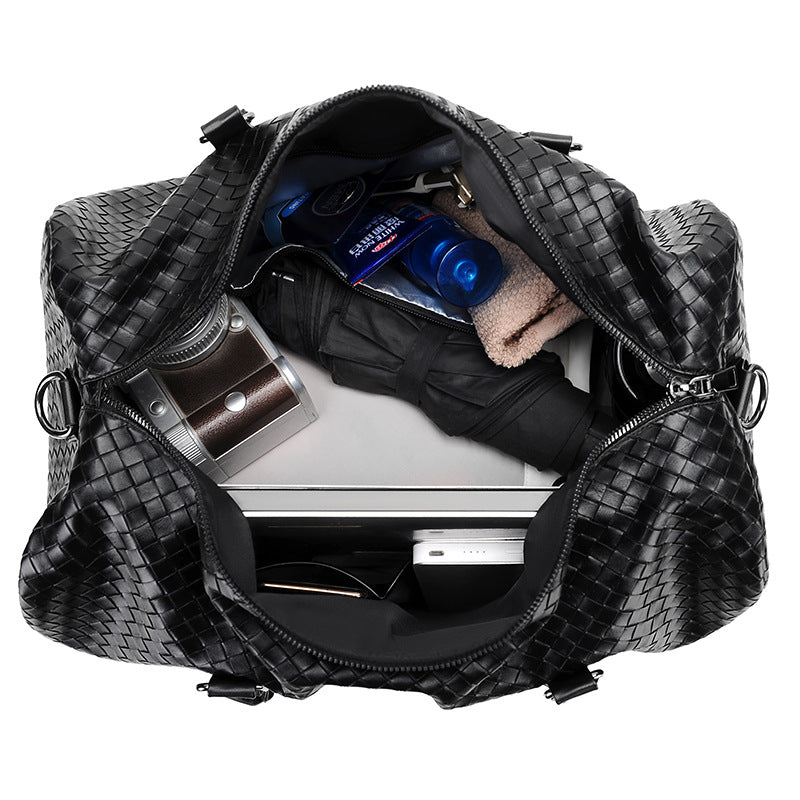 Woven Leather Weekend Duffle Bowlift