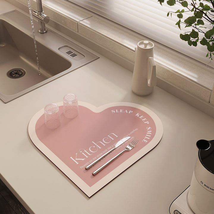 Heart-Shaped Kitchen Mat Bowlift