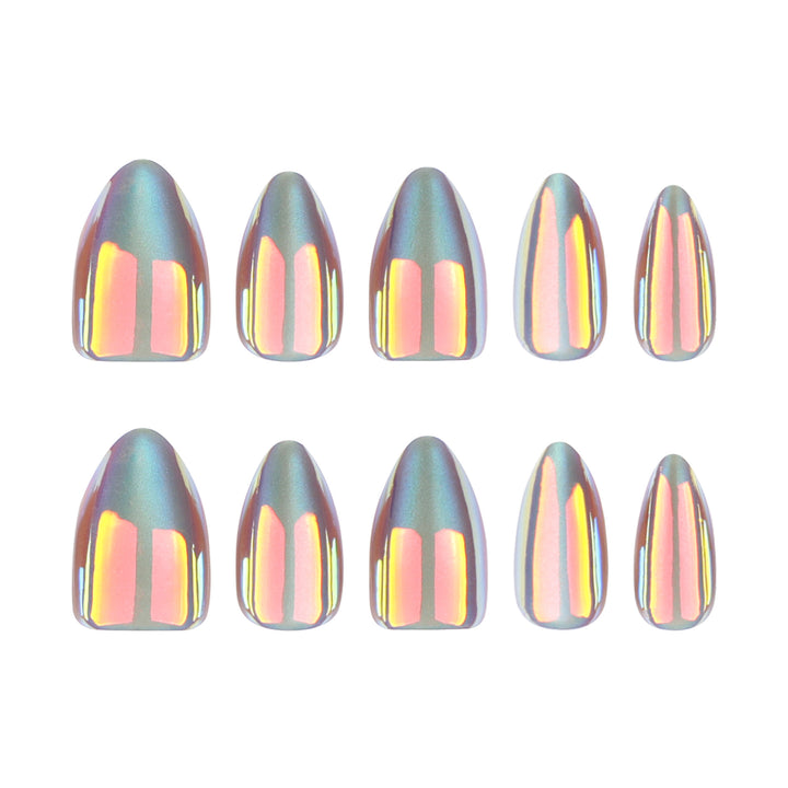Shiny stiletto nails with exciting design Bowlift