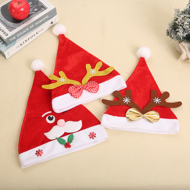 Festive Santa Hat with Reindeer Ears Bowlift