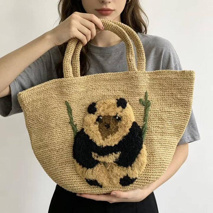 South Sea suitable basket bag with panda motif Bowlift