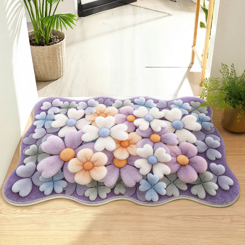 Floral-Themed Memory Foam Bath Mat Bowlift