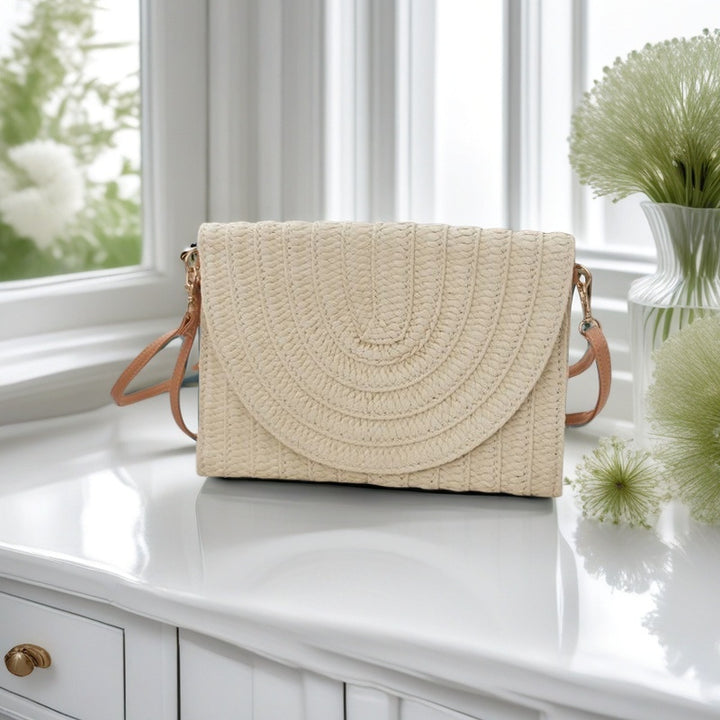 Woven Natural Material Crossbody Bag Bowlift