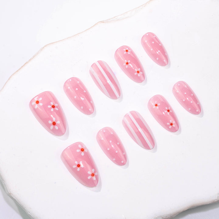 Elegant Floral Design Press-On Nail Art Set Bowlift