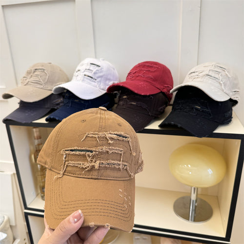 Men's Distressed Denim Baseball Cap Bowlift